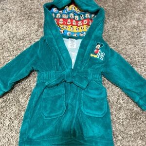 Disney Teal Robe with Mickey Mouse Pattern